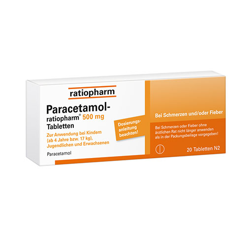 PARACETAMOL-ratiopharm 500 mg Tabletten - bei Fieber & Schmerzen* 20 St