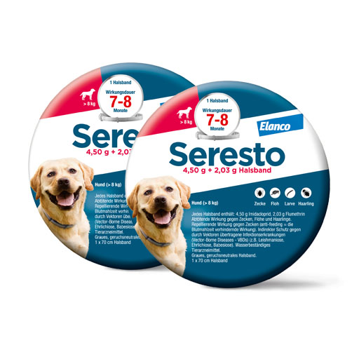 Spar-Set: 2x SERESTO 4,50g + 2,03g Halsband für Hunde ab 8kg 1 St