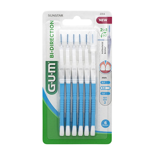 GUM BI-DIRECTION Interdentalb.0,9 mm blau 6 St