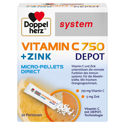 DOPPELHERZ Vitamin C 750 Depot system Pellets 20 St
