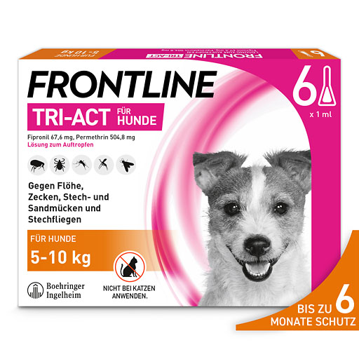 FRONTLINE TRI-ACT gegen Zecken, Flöhe und fliegende Insekten für Hunde S (5-10 kg)<sup> 6</sup>  6 St