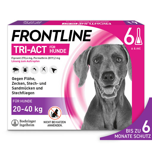 FRONTLINE TRI-ACT gegen Zecken, Flöhe und fliegende Insekten für Hunde L (20-40 kg)<sup> 6</sup>  6 St