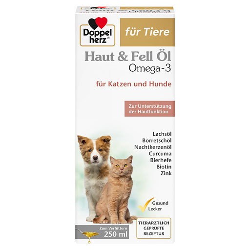 DOPPELHERZ für Tiere Haut&Fell Öl f. Hunde/Katzen 250 ml