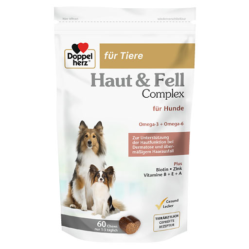 DOPPELHERZ für Tiere Haut&Fell Compl. Chews f. Hunde 60 St  