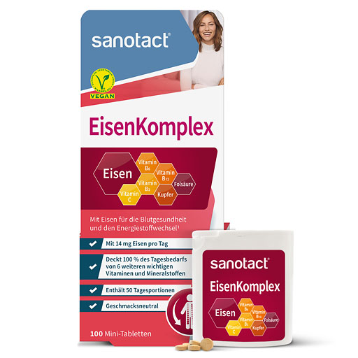 SANOTACT Eisen Komplex m. B2 Kupfer & Folsäure Tab. 100 St  