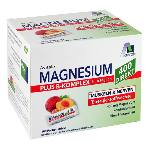 MAGNESIUM 400+B-Komplex direkt Pfir. Mar. Gra. Sticks 100x2,5 g