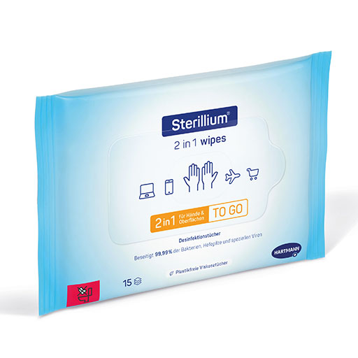 STERILLIUM 2in1 wipes Hand- u. Flächendesinfektion 15 St